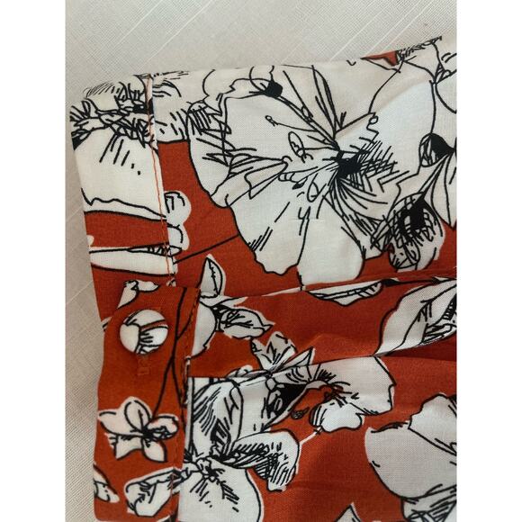 Fun2Fun V-Neck 3/4 Sleeve Rounded Hem Pumpkin Floral Print Women's S NWOT - Picture 5 of 8